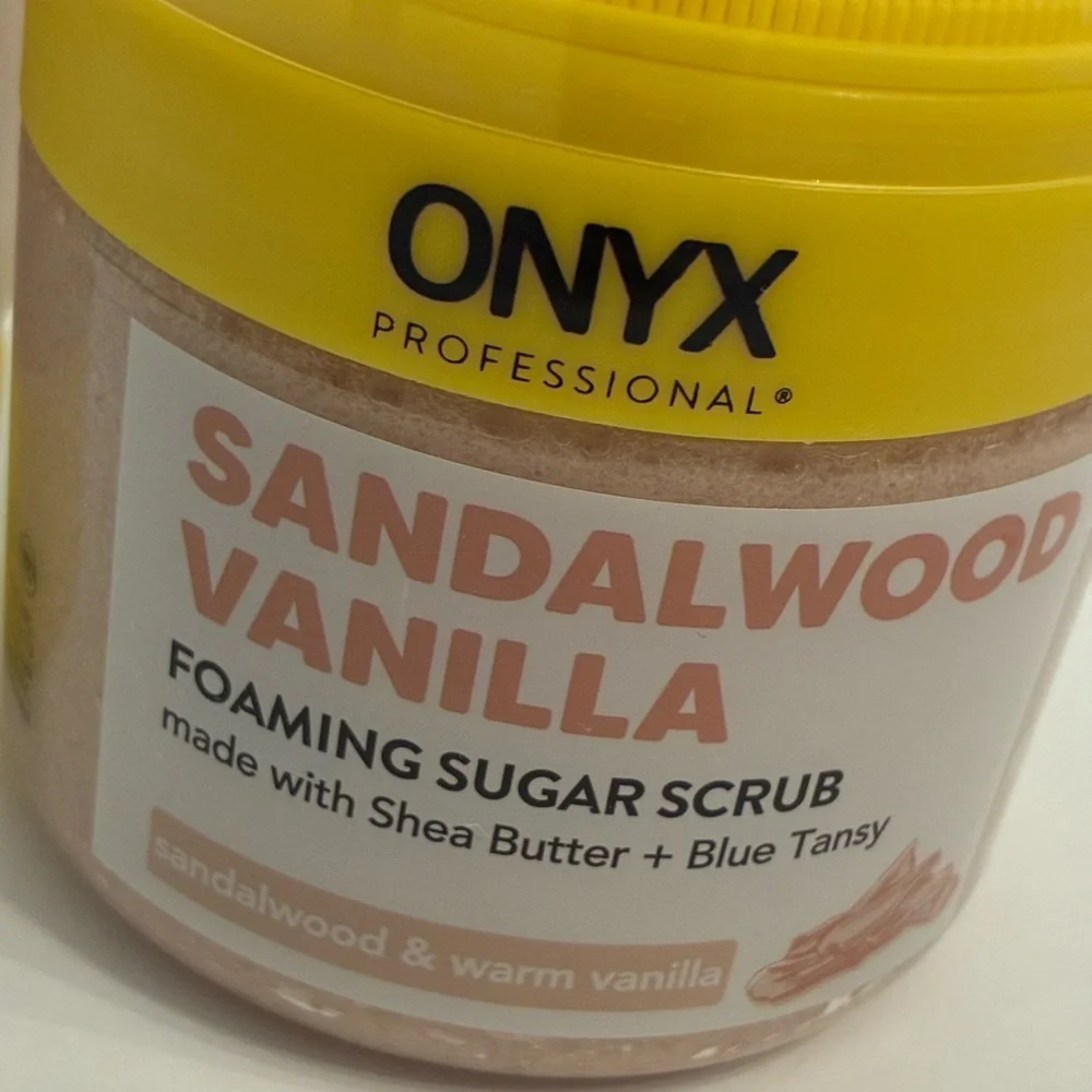 ONYX Sandalwood Vanilla scrub, lotion, serum pack